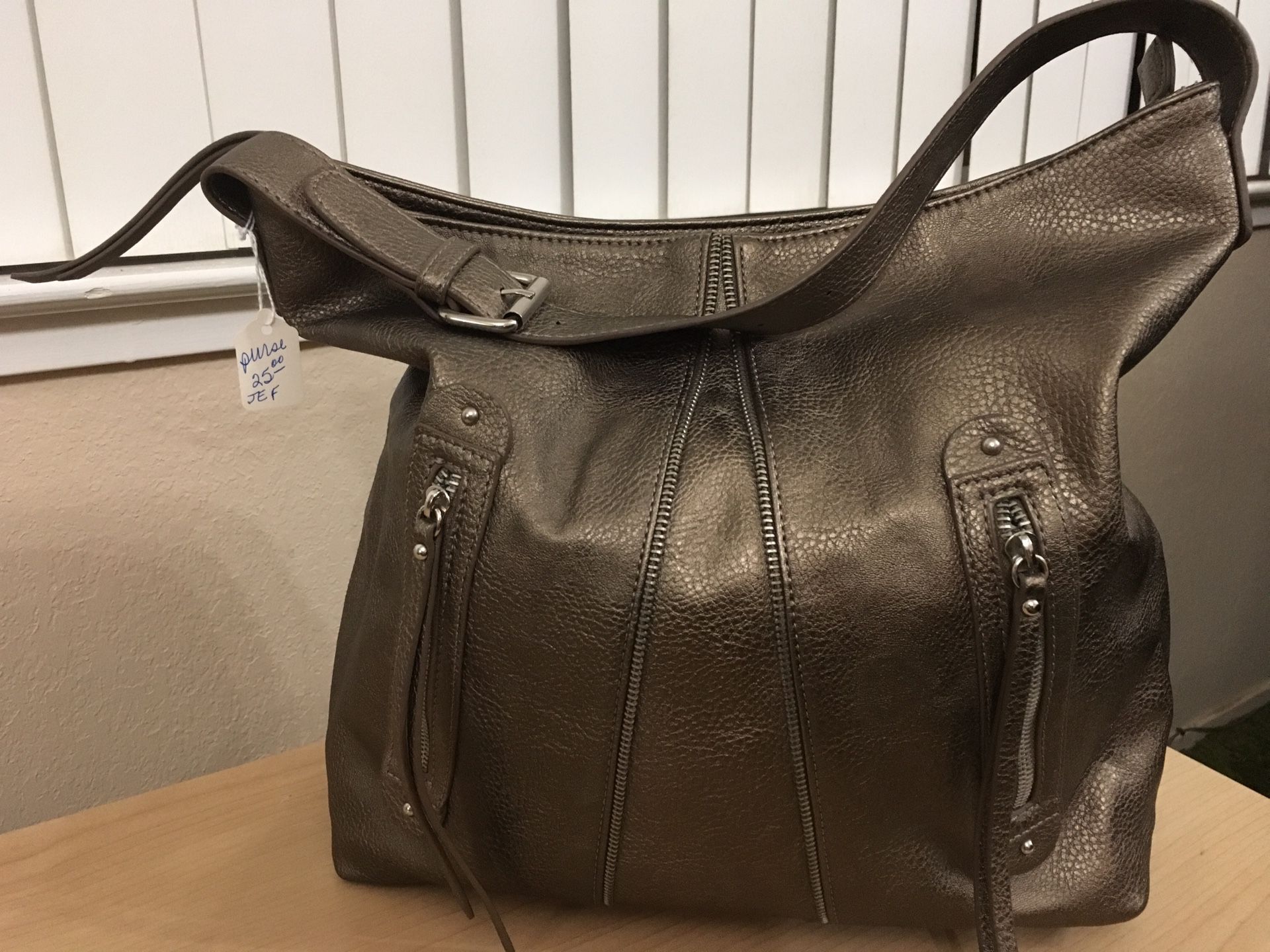 Linea Pelle large taupe leather hobo tote satchel purse bag