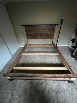 California King Bed Frame - Rustic Wood Look - Western Style