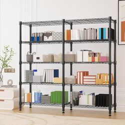  5 Tier Storage Shelves Wire Shelving Unit Metal Shelves for Storage Heavy Duty Garage Shelf Pantry Shelves Kitchen Shelving, 14"x60"x72", Black