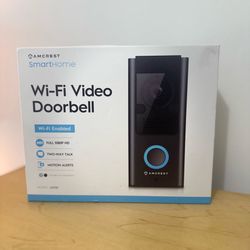 NIB Amcrest Video Doorbell Camera, 2.4 GHz Wi-Fi Doorbell Camera, IP55 Weatherproof, Two-Way Audio, 140º Wide Angle, AD110