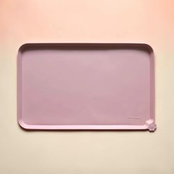 Silicone Pet Food Tray - High-Lips Dog Cat Bowl Mats - Waterproof Dog Cat Food Mats - Neutral Pink