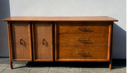 Vintage Mid-Century Modern Credenza / Dresser with Cane Doors