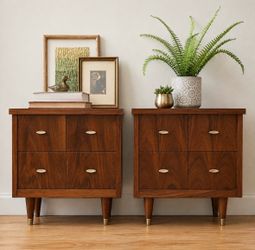 MCM walnut nightstands