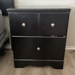 Black Two Drawer Nightstand 