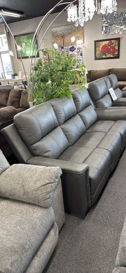 Top Grain Leather Power Reclining Sofa Set