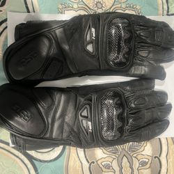New Men Black Leather Motorcycle Gloves 