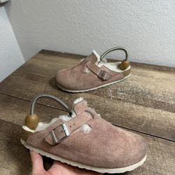 Birkenstock Boston VL Narrow Suede & Shearling Clog Pink Clay Women's EU 39 8W