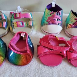 Build a bear toy Plush girl doll shoes 4 pairs