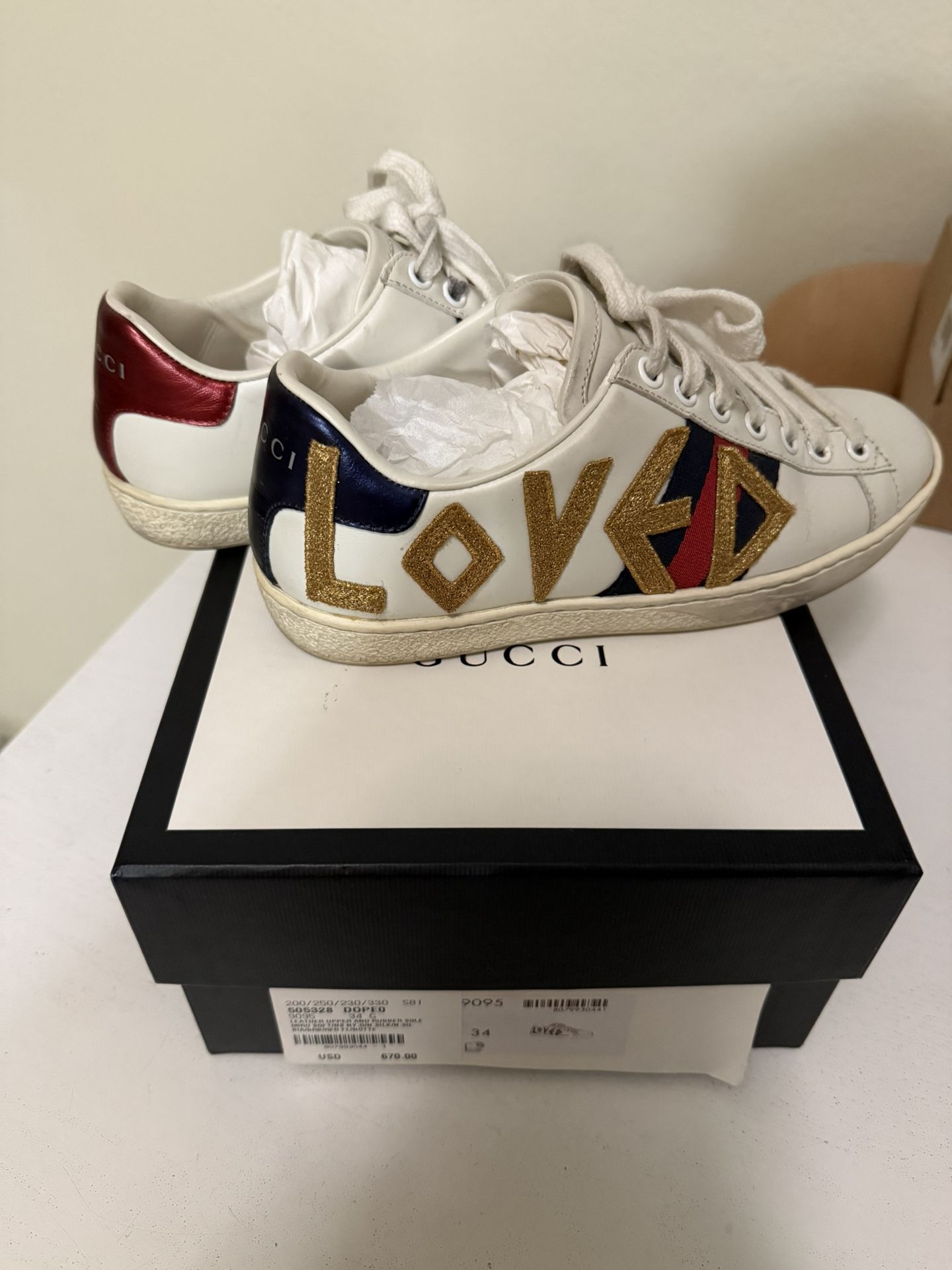 Gucci Ace Women Sneaker “loved” Embroidered