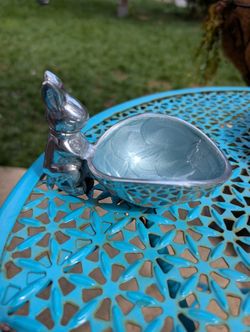 Vintage Pewter Bunny Candy Bowl