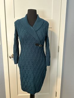 NWOT Deep Teal Calvin Klein Sweater Dress, Medium 