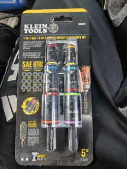 Klein Tools 7-in-1 SAE + 6-in-1 Metric Impact Flip Socket Set