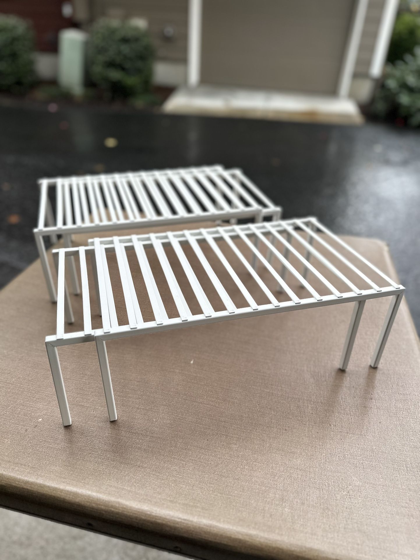 4-Piece Metal Cabinet Shelf Organizer Set – White