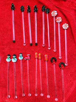 Vintage Christmas Drink Stirrers (18 pieces)