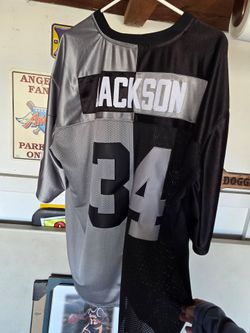 VEGAS RAIDERS BO JACKSON THROWBACK  SPLIT JERSEY BLACK & GREY