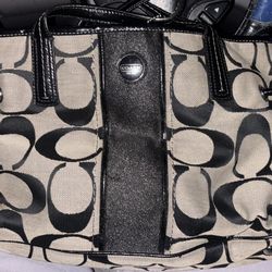 Coach Signature Canvas Foldover Designer Bag