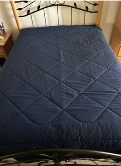Full Size Blue Quilted Bed Cover 