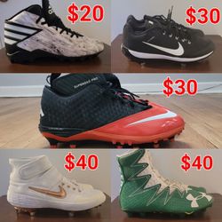 New Nike/Adidas/UA Football and Baseball Cleats (Mens 9 -12.5)