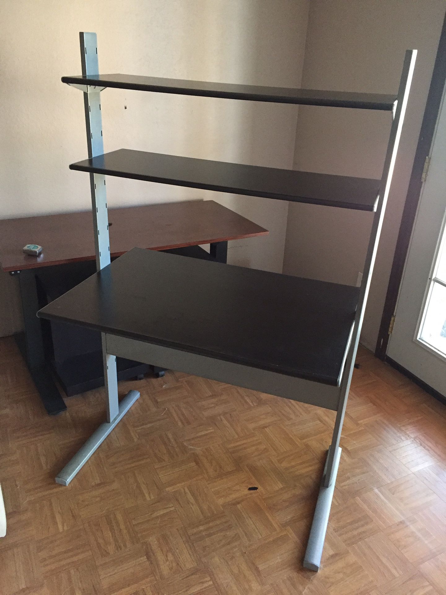 Modern Computer Table With Shelves Light And Small