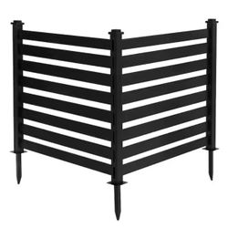 38 in. W x 46 in. H Black Outdoor No Dig Fence Poly Plastic Picket Fence Panel Decorative Garden Privacy Fence(2-Pack)