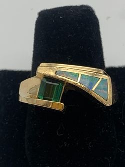 Gold stone ring #12396