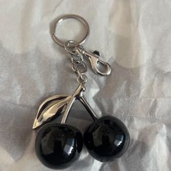 New Black Cherry Bag Charm Keychain 