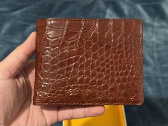 Brown Real Alligator Crocodile Wallet SKIN Leather Bifold Men's Handmade