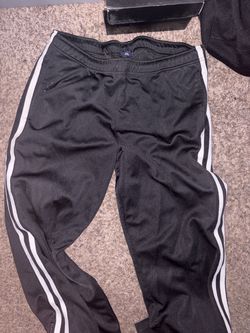 Black Track Pants with White Side Stripes