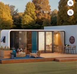 Luxury Modern prefab Cabin - 19ft Mobile Capsule with Bedroom, Kitchen and Bathroom, Storm Resistant prefab Cabin -16 Typhoon and 12 Earthquake Proof 