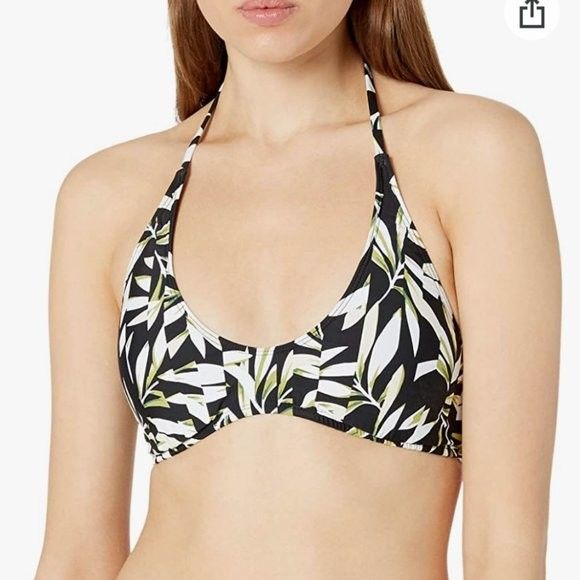 New!‎ BCBGeneration Women's Halter Bikini Swimsuit Top Black Green White Small