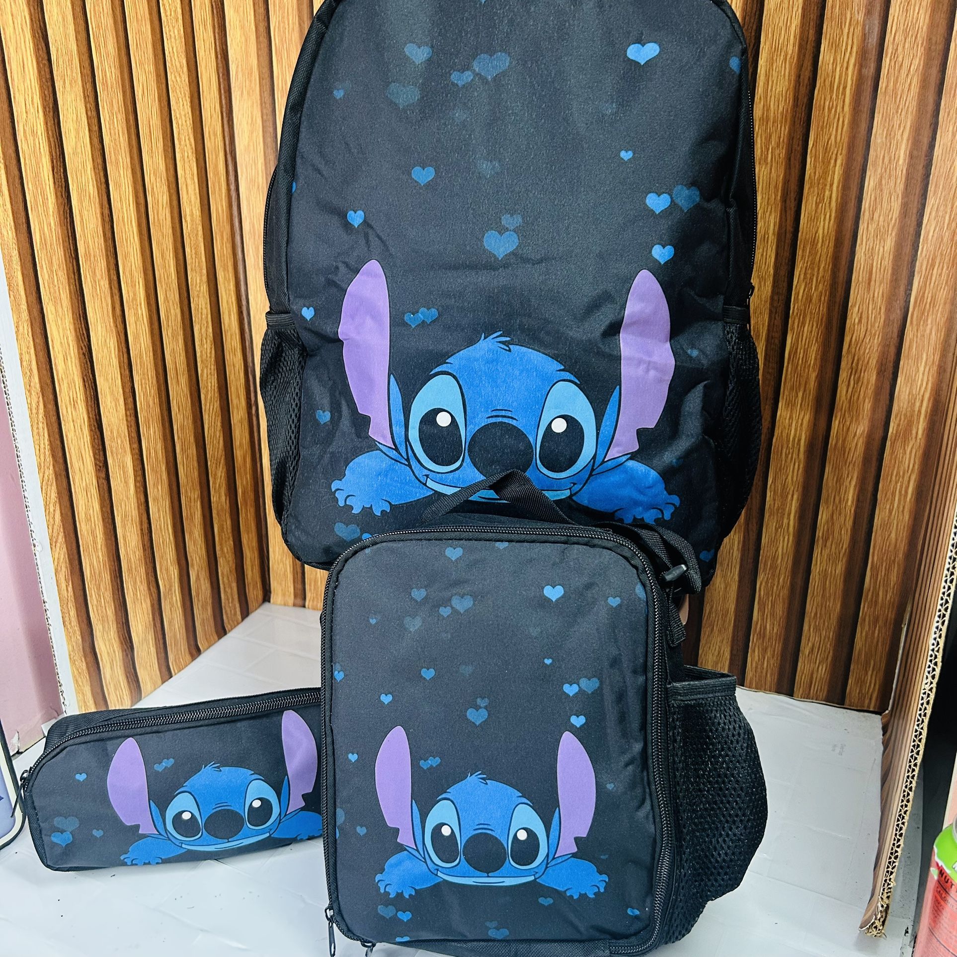 3 Piece Disney Lilo and Stitch Backpack Lunch Box Set Tote Bag Pencil Case