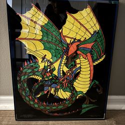 1997 Fuzzy Black Light Poster  withk Light