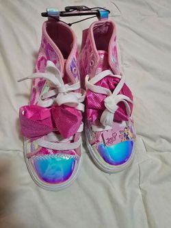 JoJo Siwa Pink Leopard Sequin High Top Sneakers Bow Kids NWT