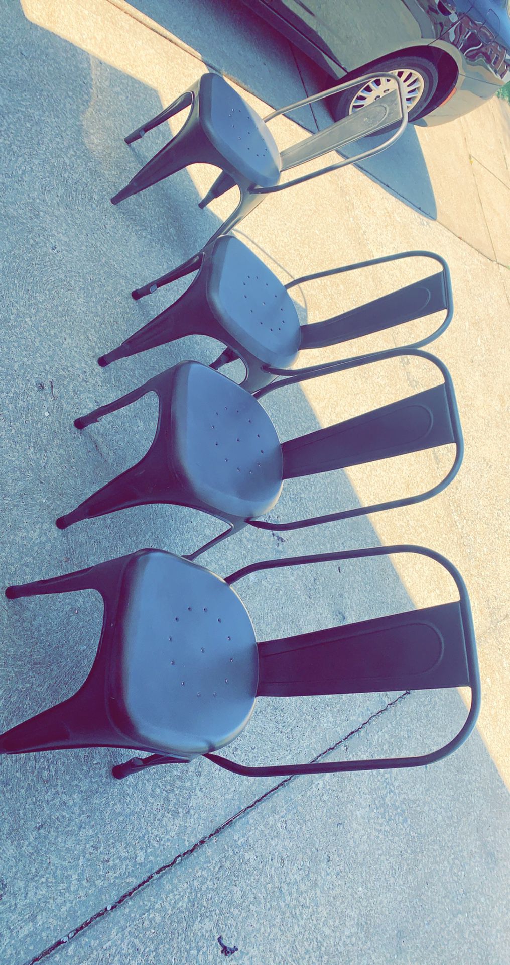 4 Brown Metal Chairs 
