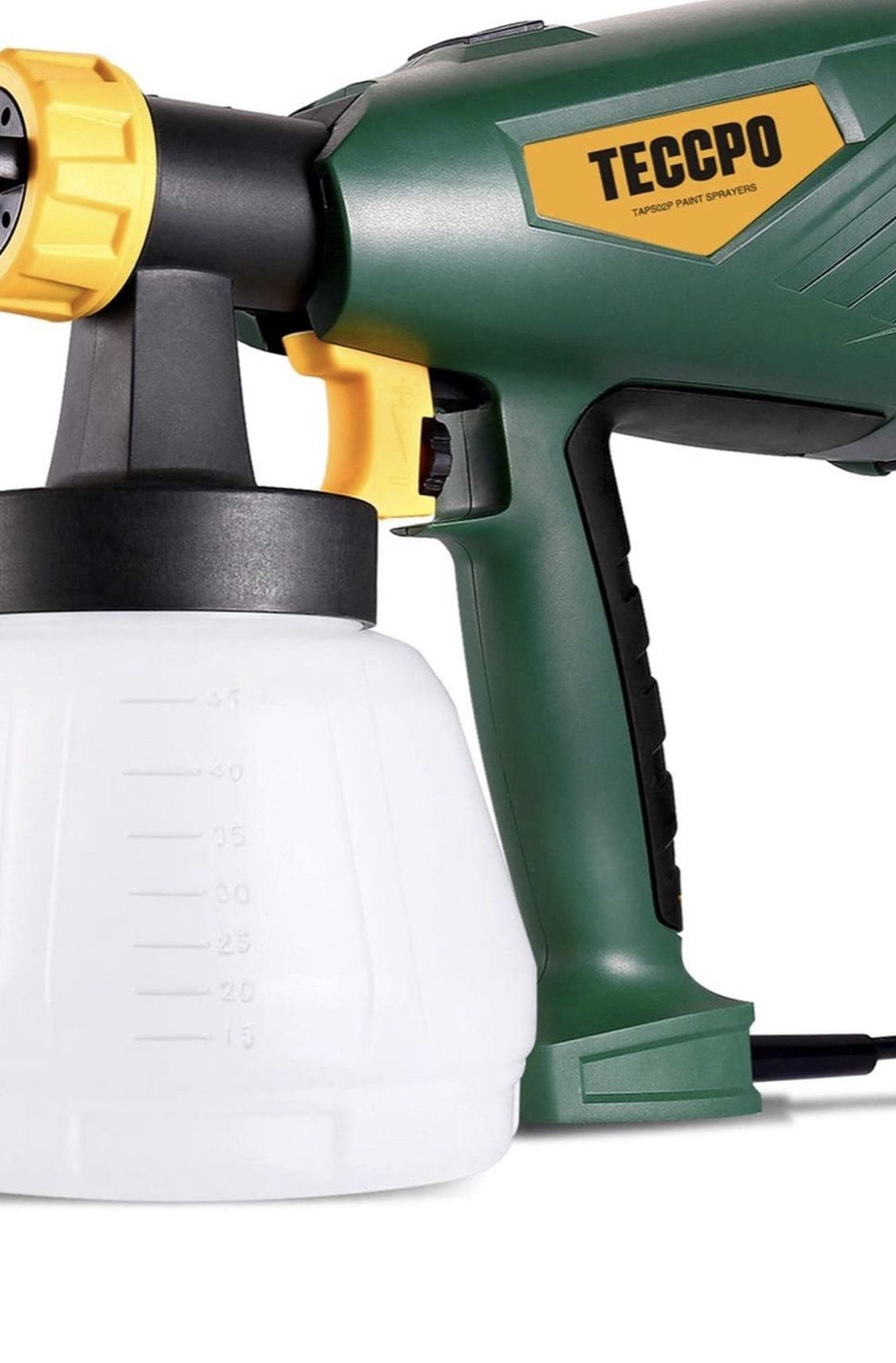 Paint Sprayer, TECCPO 600 Watts Up to 100DIN-s, 4 Nozzles sizes & 3 Spray Patterns, High Power HVLP Electric Spray Gun with 1300ml Detachable Containe