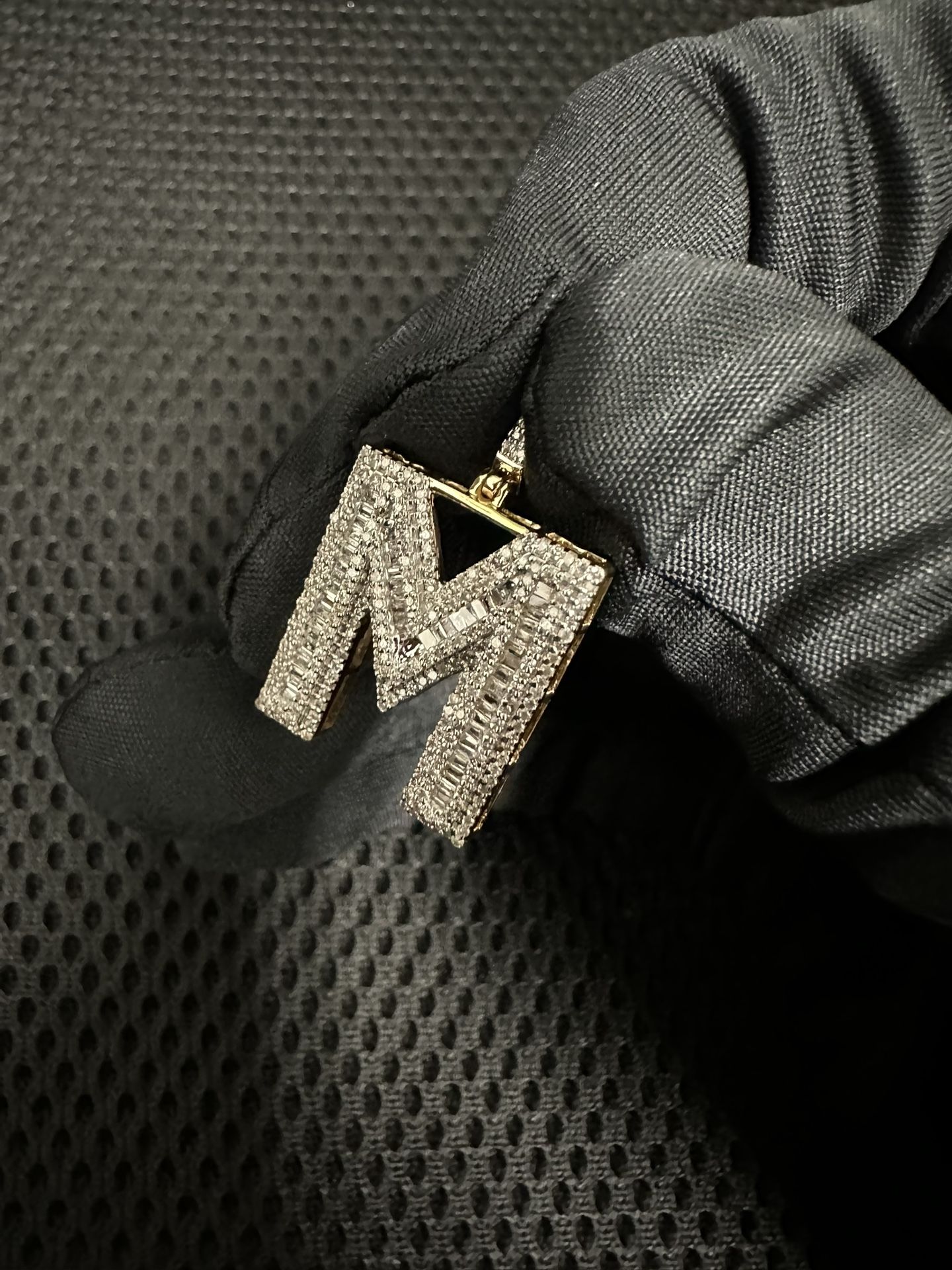 10k YG Natural Diamond Letter M