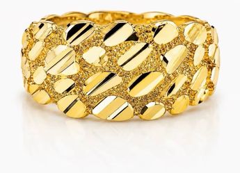 18K GOLD PLATED LARGE ROUND NUGGET RING NON TARNISH HYPOALLERGENIC FOR MEN AND WOMEN
