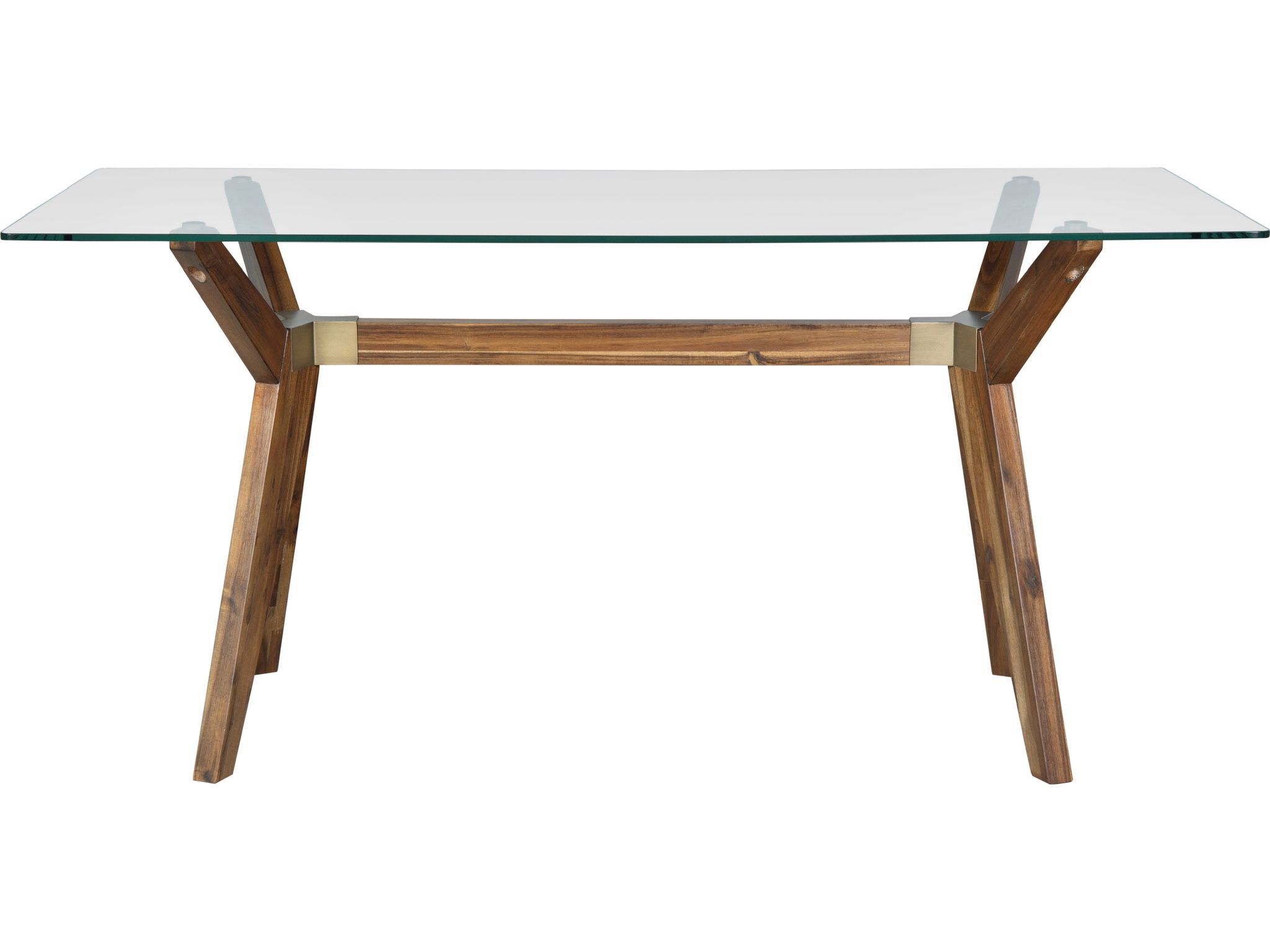 Modern Glass Desk / Table – Solid Wood Base – Designer Style
