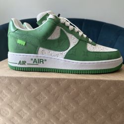 LOUIS VUITTON X AIR FORCE 1 GREEN SNEAKERS BY VIRGIL SIZE