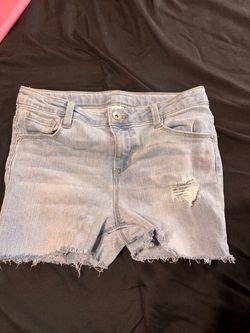Light Wash Distressed Denim Cut-Off Shorts