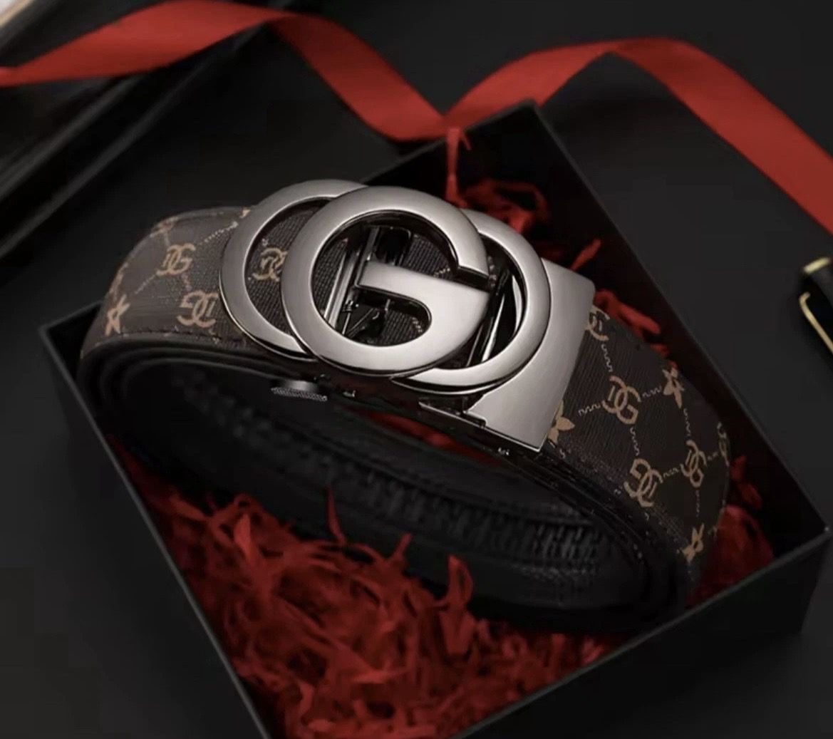 Men’s Genuine Leather Belt – Automatic Metal Buckle Luxury Designer Strap