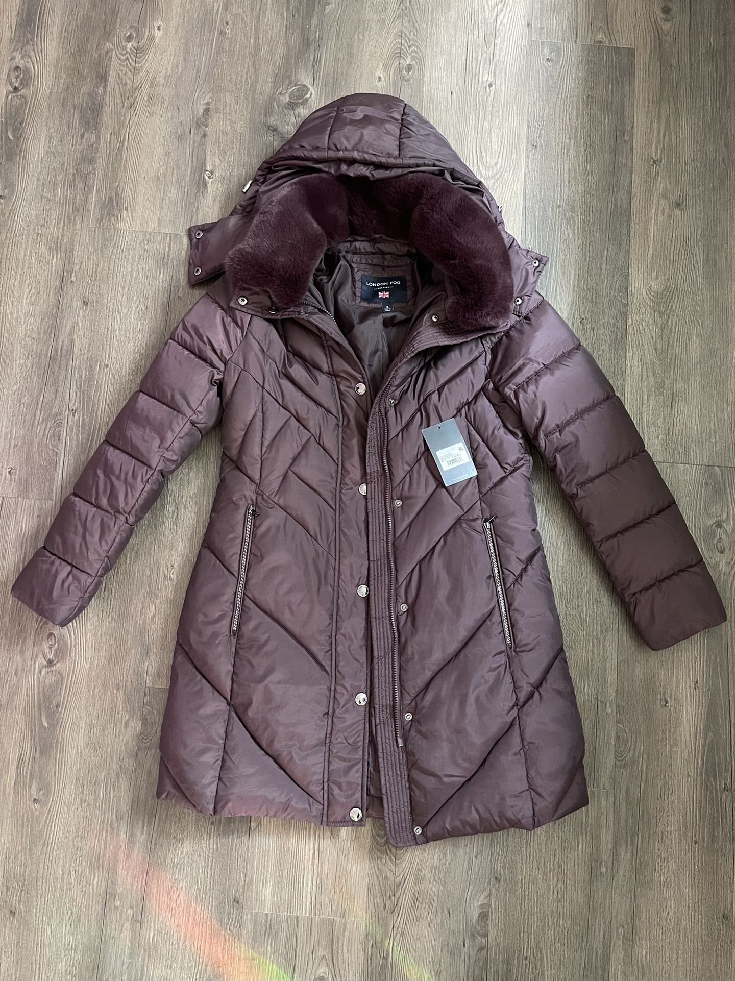 London Fog Club Walker Puffer Coat W/ Faux Fur