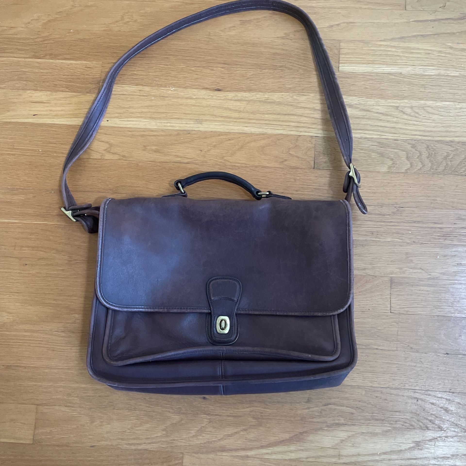 Coach, Messenger Bag, Brown, Leather, 11.5x15.25x3