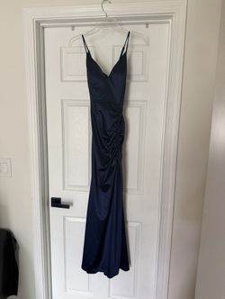Windsor Navy blue satin maxi dress