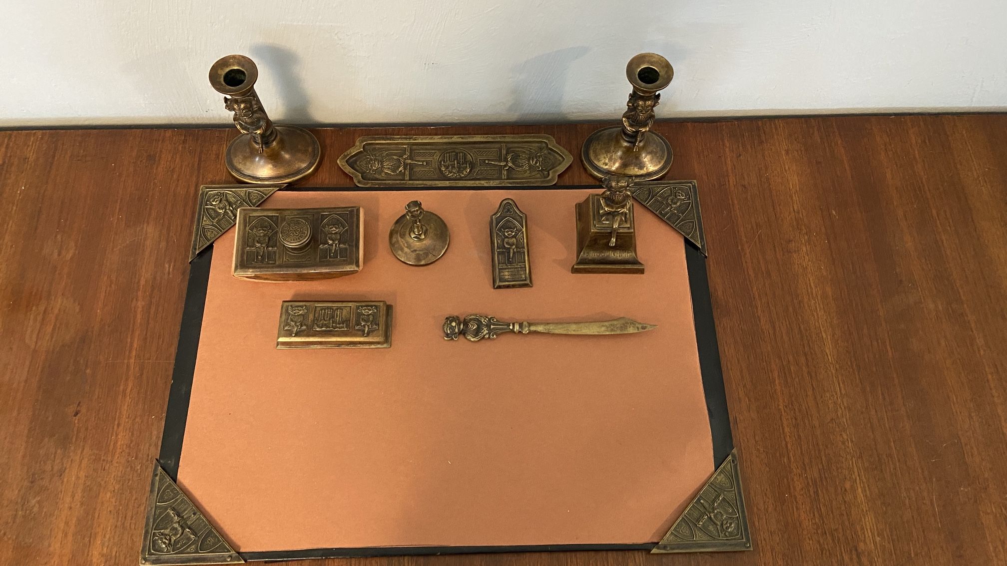 Lincoln Imp Desk Set w/ Candle Holders