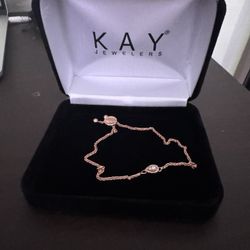 Heart Bolo Bracelet 1/4 ct tw Diamonds Sterling Gold & 10K Rose Gold 9.5"