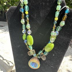 Funky Peacock Pendant Necklace