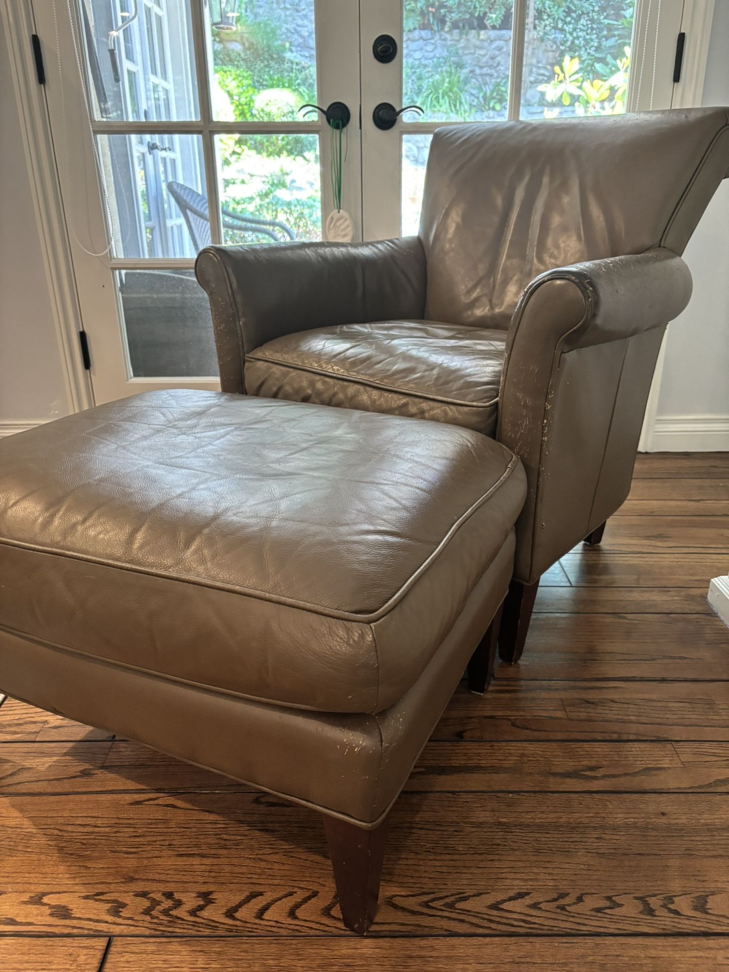 Comfy Leather And Ottoman