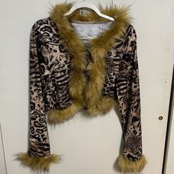 SHEIN ICON Curve 2XL Animal Print Cardigan Top