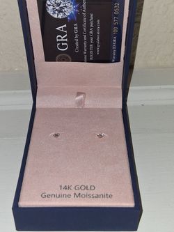 14K Gold Genuine Moissanite Stud Earrings GRA Certified